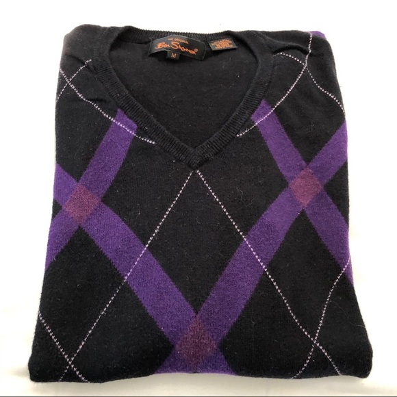 Ben Sherman Argyle V-Neck Sweater - Picture 1 of 3